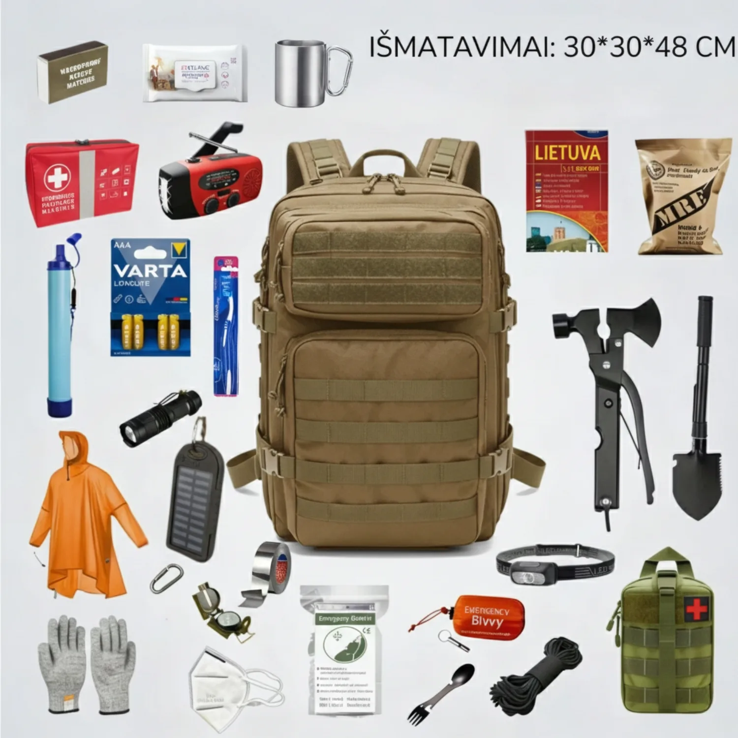 72-hour family emergency backpack – khaki