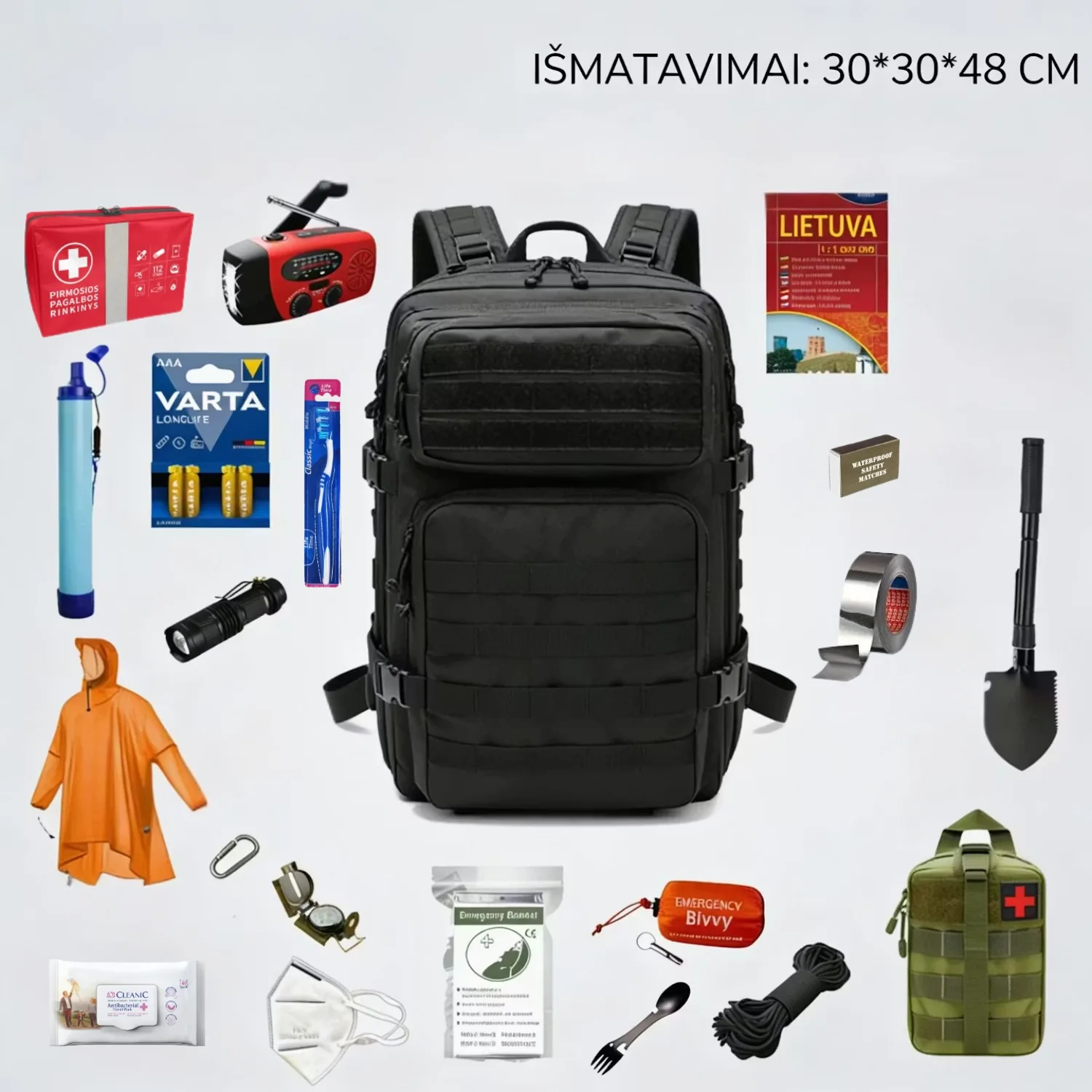 72-hour emergency backpack – black