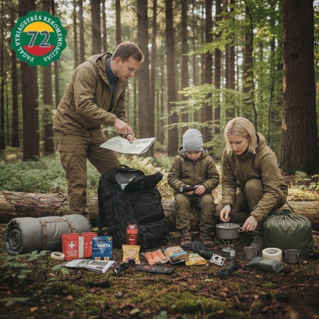How to Act in Case of an Air Raid Alert - family preparing 72-hour emergency survival kit